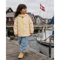 Ducksday - Regenjas Kinderen - Waterdicht - Ademend - Reflecterend - Regenkleding Unisex - Lemonade - Licht geel en wit - Maat 128