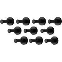 WT&D Set van 10 metalen kledinghaken, kapstok, zwart
