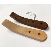 WT&D Set van 4 houten, gebogen kapstokhaken (notenhout, type 2 op foto)