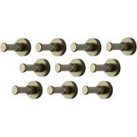 WT&D Set van 10 metalen kledinghaken, kapstok, brons