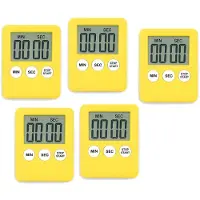 WT&D Set van 5 digitale timers, kookwekkers, alarmklokken geel