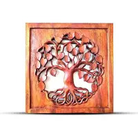 Ancient Wisdom - Olielamp - Vierkante levensboom multicolor zandsteen 40x40 - geuroliën - waxmelts - lantaarn - decoratie