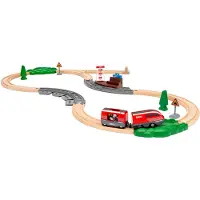 BRIO Pull Back Treinset - Houten Trein voor Kinderen vanaf 3 Jaar