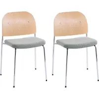 Beliani ASHCROFT - Set van 2 eetkamerstoelen - Groen/Lichtbruin - IJzer
