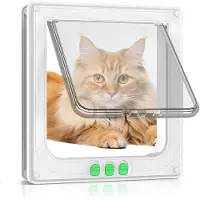 Melitt Grote Kattendeur, 4-Weg Afsluitbaar Kattenluik voor Binnen- en Buitendeuren, Weerbestendig Kattenluik voor een Omtrek van Minder Dan 23"