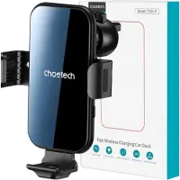 Choetech inductielader met houder + magnetische tips zwart (T201-F), Smartphonehouder, Zwart