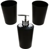 MamboCat 3-delige badkamerset MARTA Zwart: 1 zeepdispenser & 2 bekers – 2x 24201 & 1x 24202