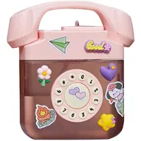 Melitt Creatives Retro Telefoonvormige Waterfles met Verstelbare Schouderband, Drinkflessen met 3D-Sticker (Roze)