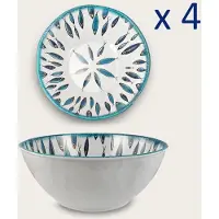 Arca Fish collection - Set van 4 Melamine kommen Ø16xH6cm – licht in gewicht – makkelijk stapelbaar – voor binnen en buiten
