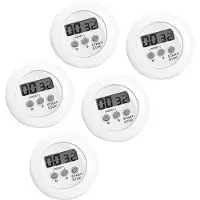 WT&D Set van 5 digitale timers, kookwekkers (alarmklok) wit