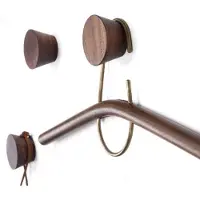 WT&D Set van 4 houten kledinghaken (notenhout, type 2 op de foto)