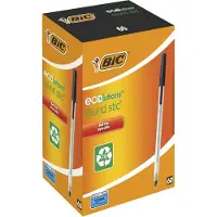 BIC Balpen met dop ECOlutions Round Stic, 0,4 mm, gerecycleerd, zwart, 60 stuks