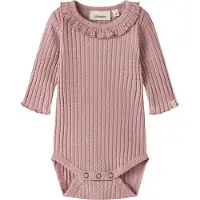 Lil´ Atelier BABY katoenen romper met ruches - lichtroze Effen - maat 62