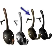 WT&D Set van 6 metalen haken, hangers voor jassen en hoeden (kleur: brons)
