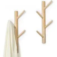 Unyqoos Stijlvolle Houten Wandkapstok met 8 Kledinghaken voor Diverse Ruimtes - Set van 2 Stuks