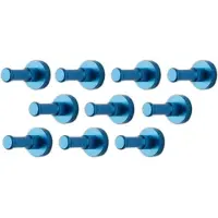 WT&D Set van 10 metalen kledinghaken, kapstok, lichtblauw
