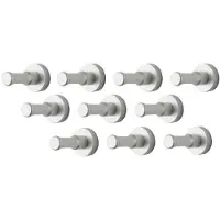 WT&D Set van 10 metalen kledinghaken, kapstok, zilver