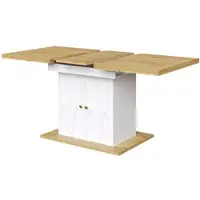 STILVORA uitschuifbare eettafel met geïntegreerde opbergruimte, tafel met houtfineer en reliëfpatroon, flexibele uitslaattafel voor keuken en woonkamer