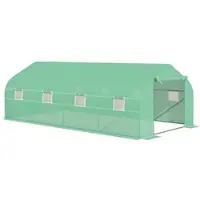 MODFU - Broeikas - Met Zadeldak En Ventilatievensters - Voor Tuin - Verzinkt Staal En Kunststof - Groen - 595 X 300 X 200 Cm