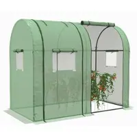 MODFU - Foliekas - Twee Compartimenten En Oprolbare Deuren - Voor Tuin - Staal En PE - Groen - 185 x 94 x 150 cm