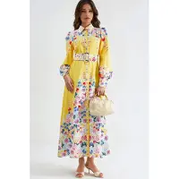 MSN Collection Floral Maxi Jurk met Knopen Sluiting