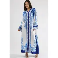 MSN Collection Geprinte Maxijurk met V-hals