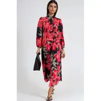 MSN Collection Floral Maxi-jurk met Strikdetail