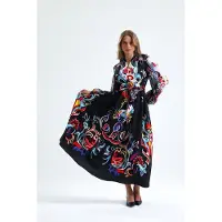 MSN Collection Florale Print Maxi A-Lijn Jurk