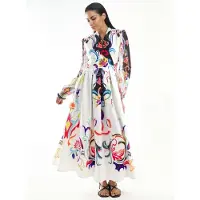 MSN Collection Floral Print Maxi A-Lijn Jurk
