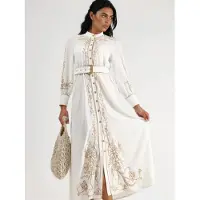 MSN Collection Bloemige Midi Hemdenjurk met Ceinture