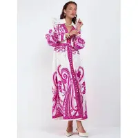 MSN Collection V-hals Paisley Maxi-jurk met Split