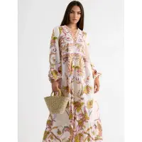 MSN Collection Gevormde Maxi Jurk met V-hals en Print
