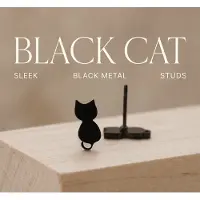 Vibe - kat - zwart - oorbellen - oorknop - juweel - geschenk