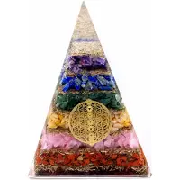Ancient Wisdom Grote Orgonite Piramide - Zeven Chakra Levensbloem - 9x7.5x7.5cm - Spirituele Decoratie - Edelstenen & Mineralen