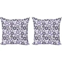Abakuhaus Paarse en zwarte kussensloopset (2 stuks), Mandala, 50 cm, Paars Zwart Wit
