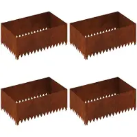 vidaXL Gazonrand 4 st 100 x 60 x 35 cm Staal Roestig