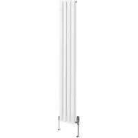 Monster Ovaal vormige radiator met elektrische verwarming & chroomkleurige thermostaafsluitingen – 1800mm x 240mm - Wit