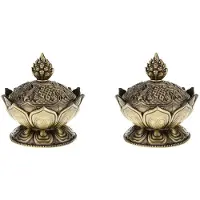Wella 2X Lotus Wierook Rook Kegel Aroma Brander Houder Kachel Terugstromen Wierookvat Decor-Brons
