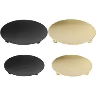 Melitt 4-Delige Kaarsenhouder van Ijzeren Platen, Pijlerkandelaarhouders, voor LED- en Waskaarsen, Wierookkegels, Spa, Bruiloften (Goud + Zwart)