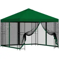 vidaXL Tuin gazebo met zijwanden 3 x 3 m Groen Polyester en Staal