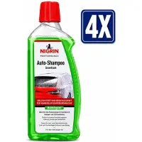 Nigrin Auto Snowfoam 1 Liter Schuimshampoo met Bubbelgum-Geur - Set van 4 Flessen (4 L Totaal) - Voordeelverpakking Auto Schoonmaakmiddel