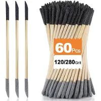 Jojomino Schuurstaafjes 60 Stuks, 120/280 Korrel Dubbelzijdig Schuurpapier voor Plastic Modellen, Hout en Hobbywerk