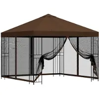 vidaXL Tuin gazebo met zijwanden 3 x 3 m Bruin Polyester en Staal