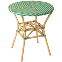 Jline eettafel Geo Rond - riet - geel/azuurblauw