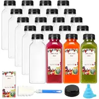 Typecat 20 stuks 12oz lege plastic sapflessen met doppen, herbruikbare waterfles