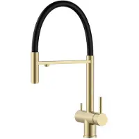 Pure.Sink Keukenmengkraan, 3-weg, PVD-coating, geborsteld goud, met flexibele uitloop,