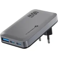 Forcell , GaN III Oplader 65W - 2x USB-C + USB - Snellader - Ultra-thin, Grijs