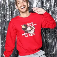 B&C Lekker Waus Foute Kersttrui Rood - Sleigh All Day Party All Night - Maat XS - Kerst Outfit Dames & Heren