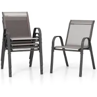 Coast Tuinstoelen - Set van 4 - Stapelbaar - Max. 150 kg - 56 x 70 x 84 cm - Grijs