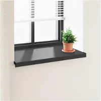 vidaXL Raamdorpel Zwart met houtnerf 80 x 50 x 4,5 cm PVC
